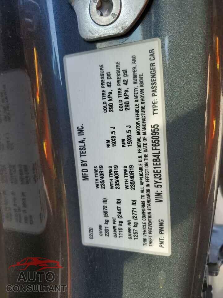 TESLA MODEL 3 2020 - 5YJ3E1EB4LF650955