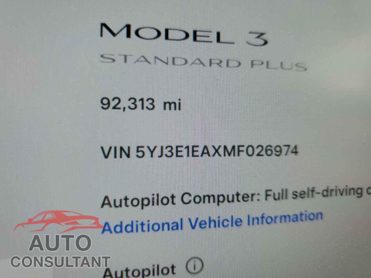 TESLA MODEL 3 2021 - 5YJ3E1EAXMF026974