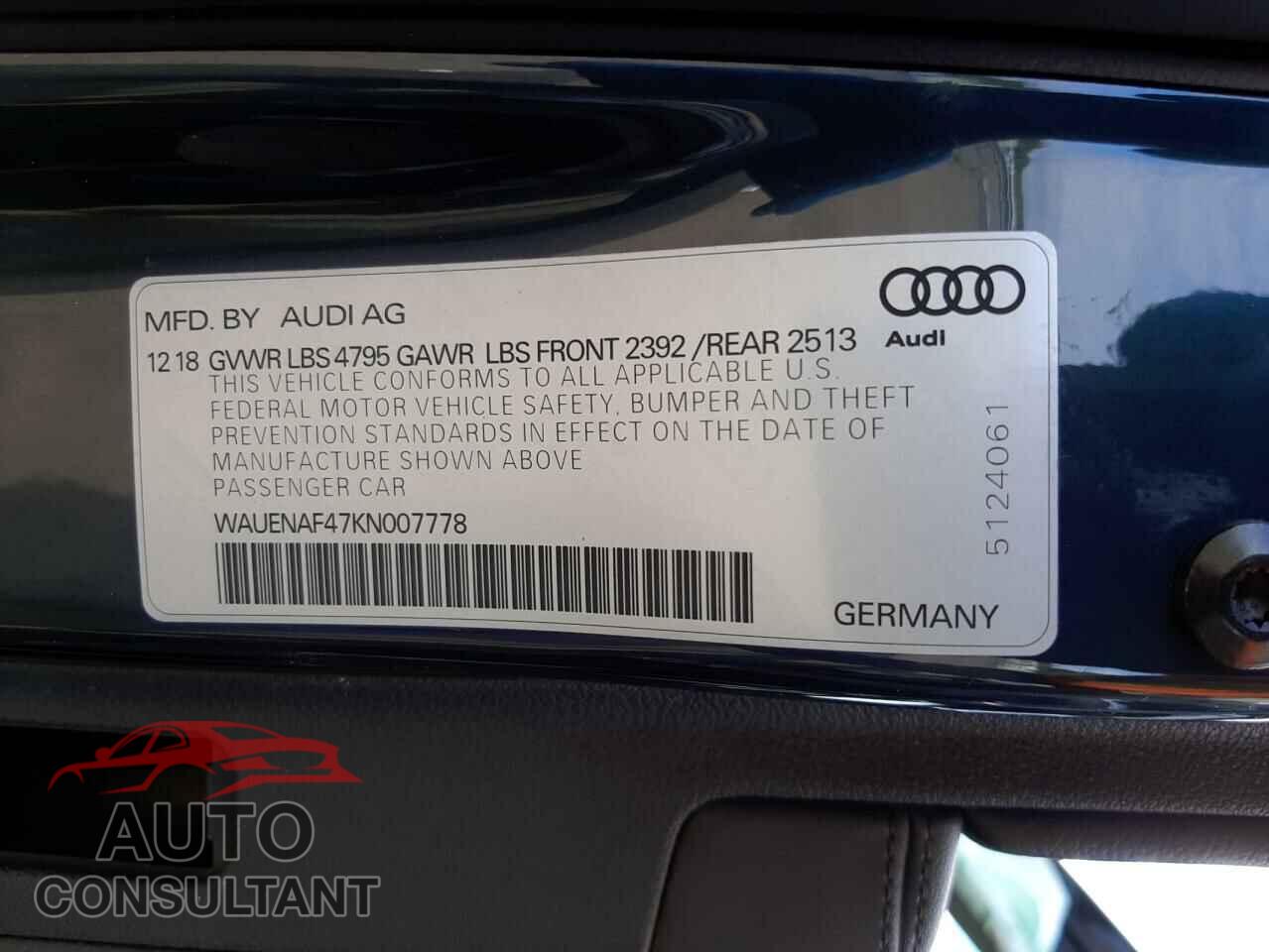 AUDI A4 2019 - WAUENAF47KN007778