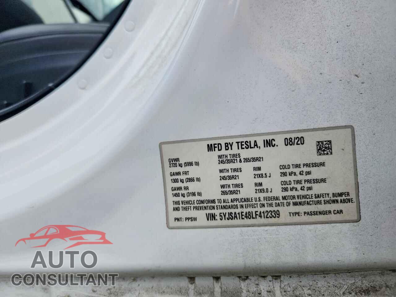 TESLA MODEL S 2020 - 5YJSA1E48LF412339