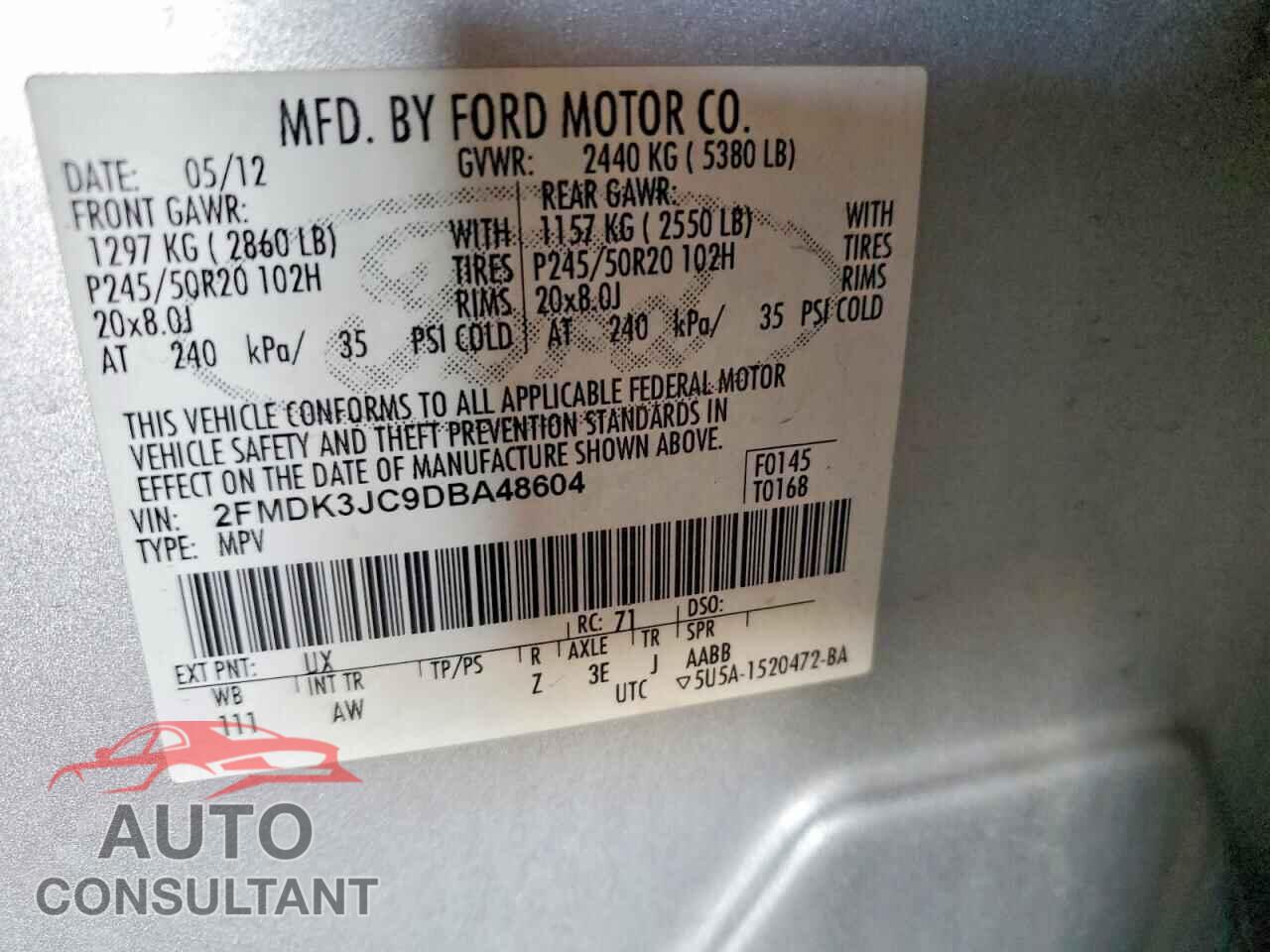 FORD EDGE 2013 - 2FMDK3JC9DBA48604