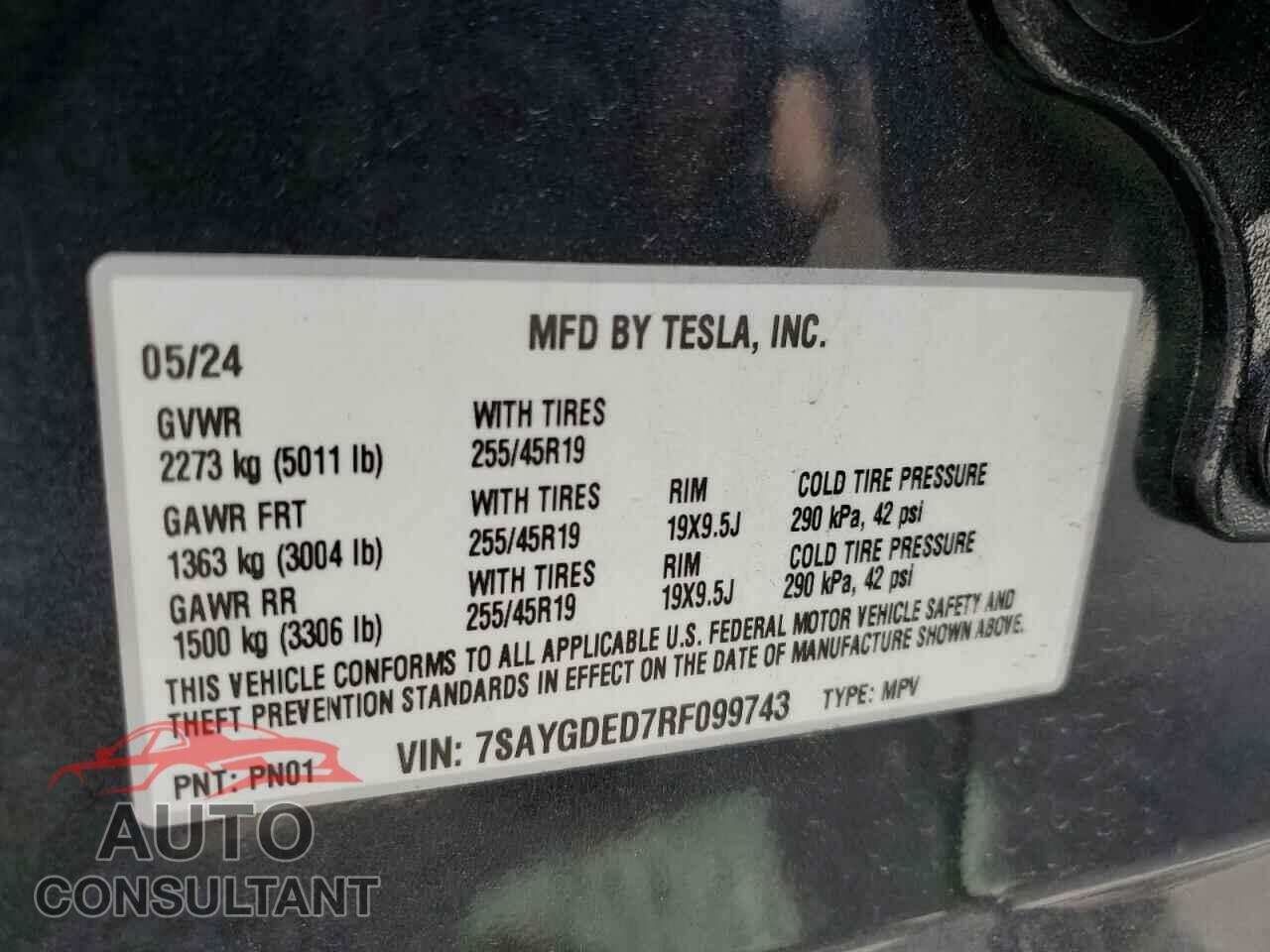 TESLA MODEL Y 2024 - 7SAYGDED7RF099743