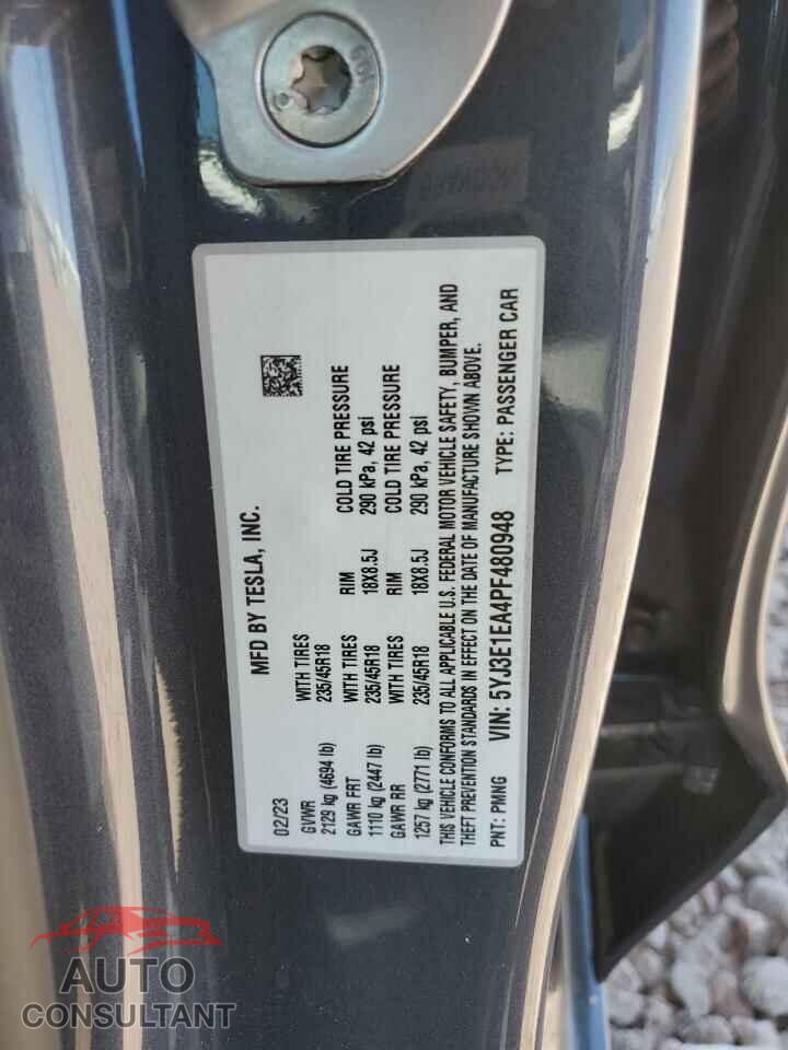 TESLA MODEL 3 2023 - 5YJ3E1EA4PF480948