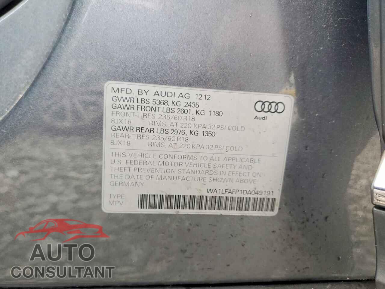 AUDI Q5 2013 - WA1LFAFP1DA049191