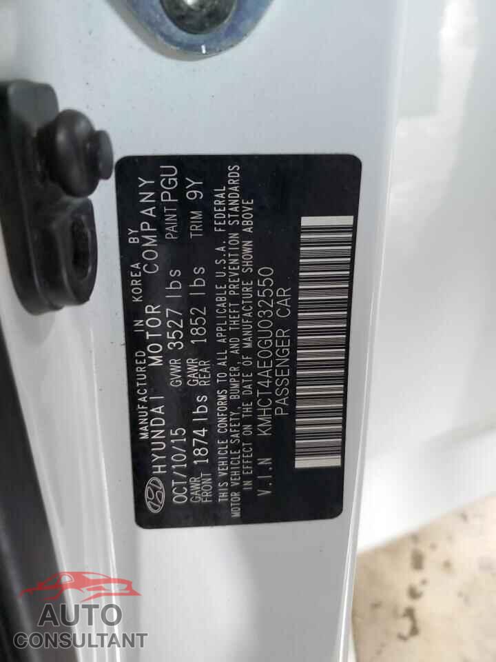 HYUNDAI ACCENT 2016 - KMHCT4AE0GU032550