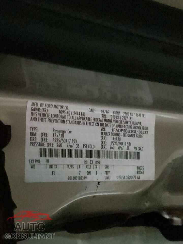FORD CMAX 2016 - 1FADP5BU3GL108332