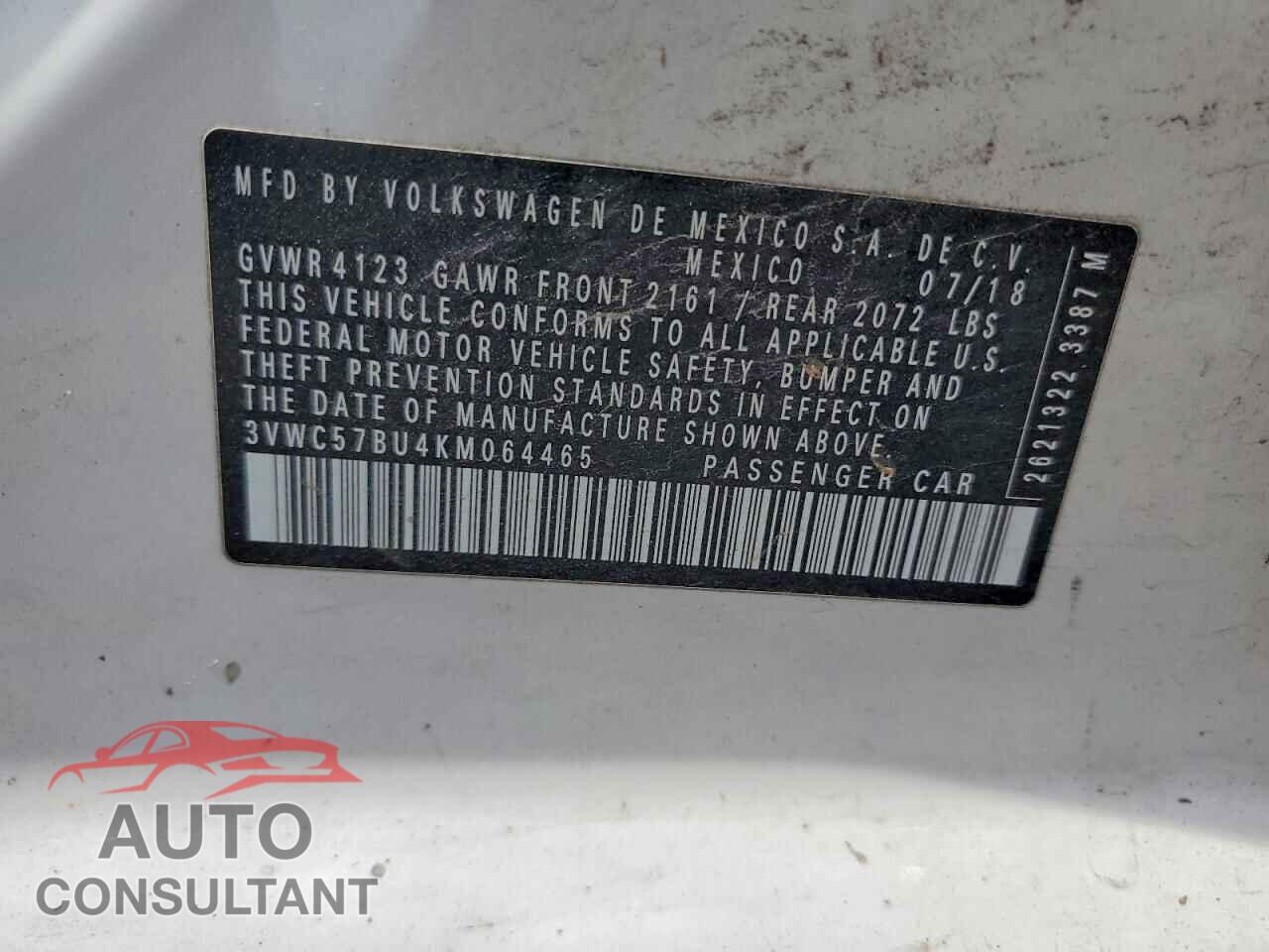 VOLKSWAGEN JETTA 2019 - 3VWC57BU4KM064465