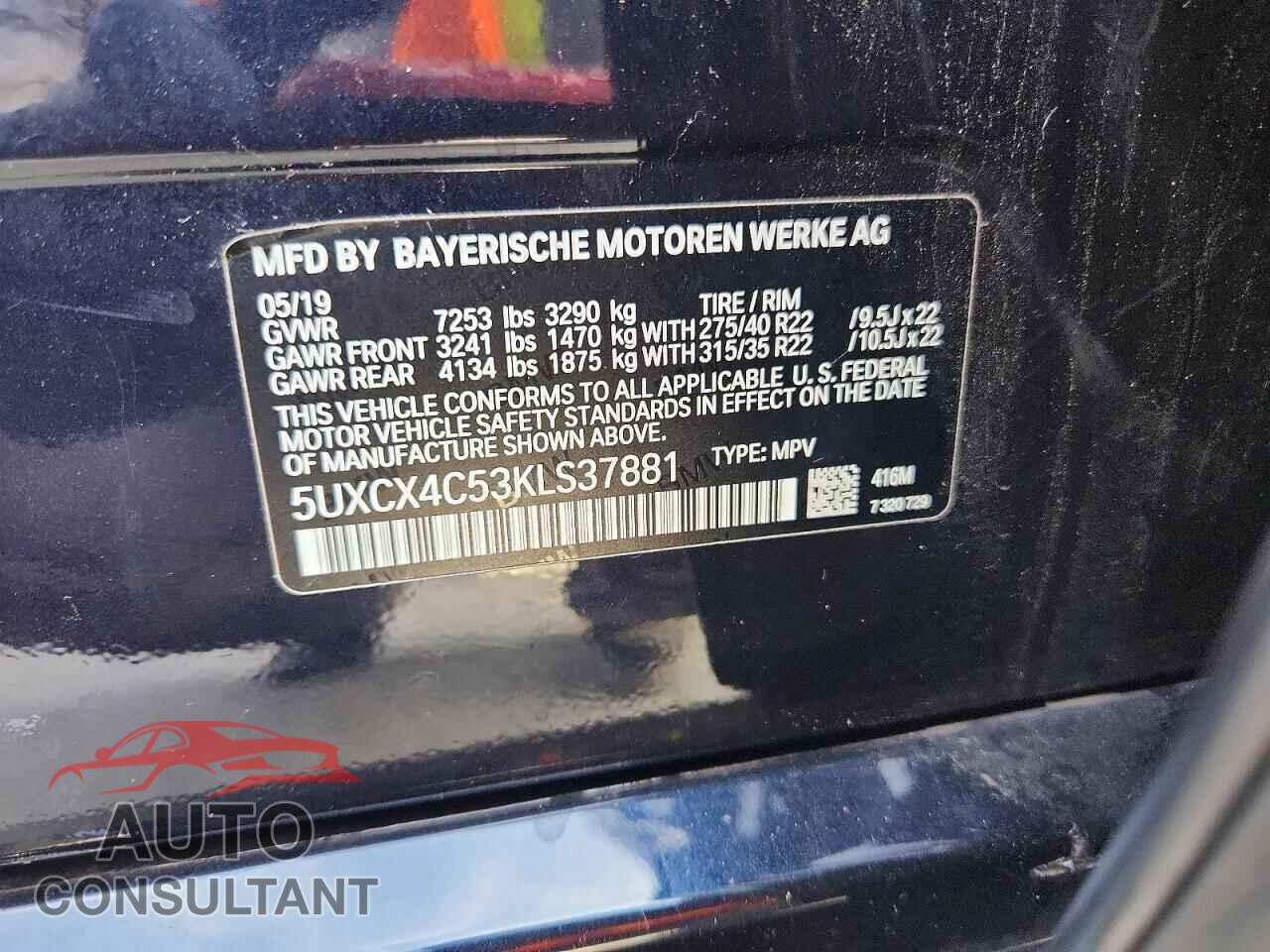 BMW X7 2019 - 5UXCX4C53KLS37881