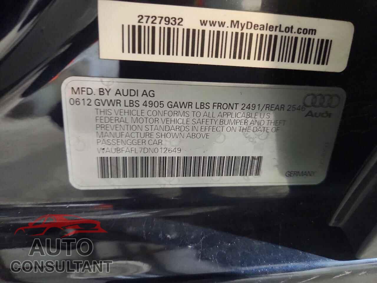 AUDI A4 2013 - WAUBFAFL7DN012649