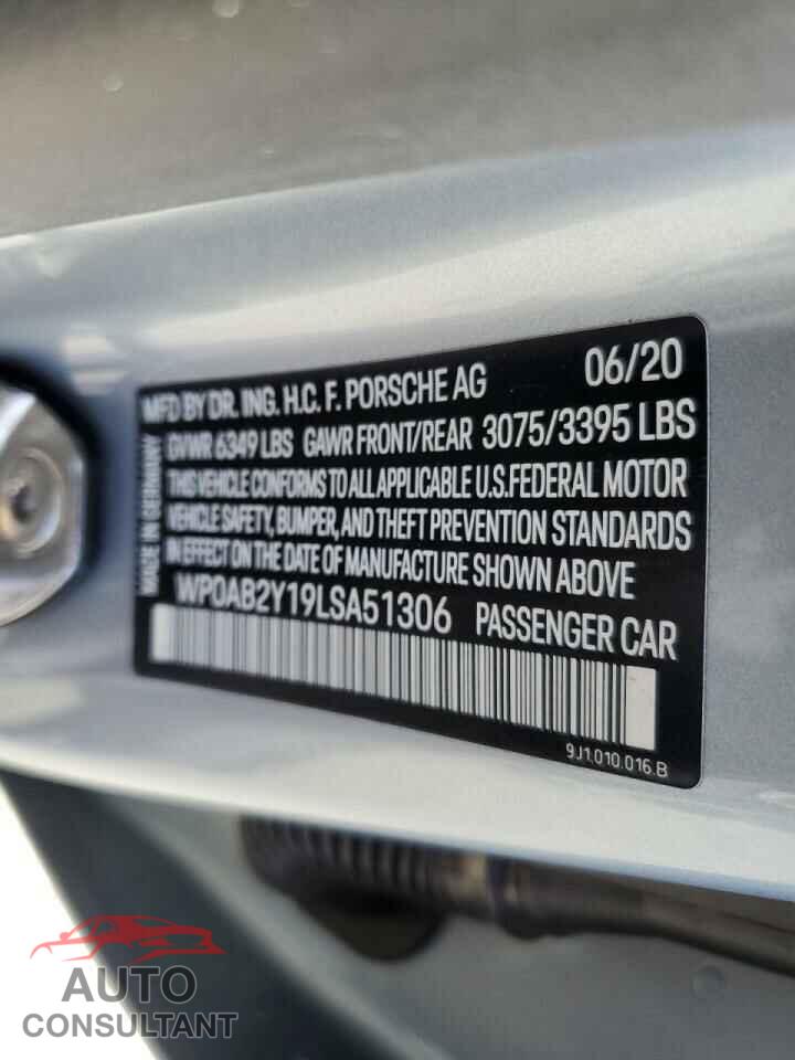 PORSCHE TAYCAN 2020 - WP0AB2Y19LSA51306