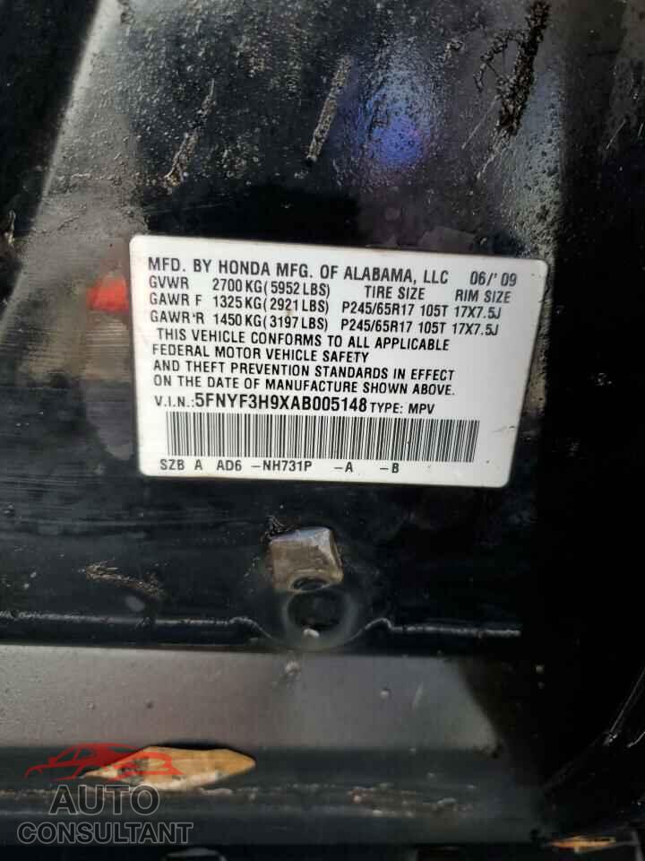 HONDA PILOT 2010 - 5FNYF3H9XAB005148
