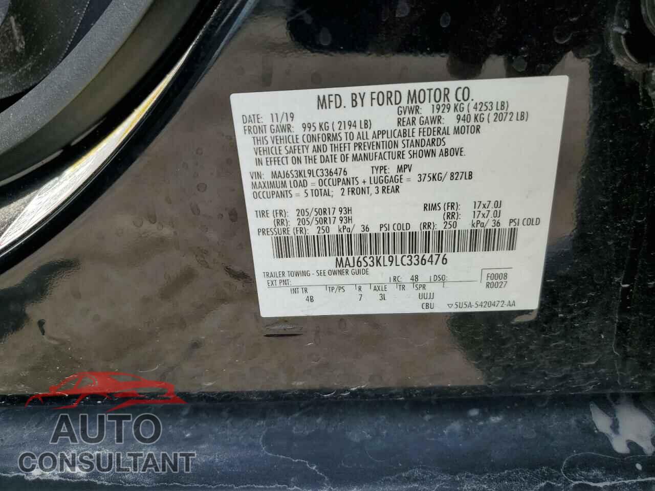 FORD ECOSPORT 2020 - MAJ6S3KL9LC336476