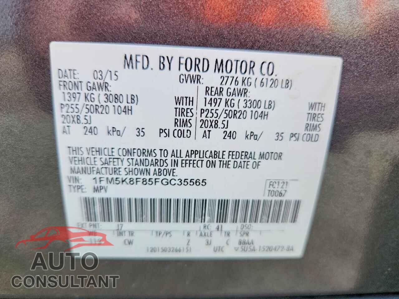 FORD EXPLORER 2015 - 1FM5K8F85FGC35565