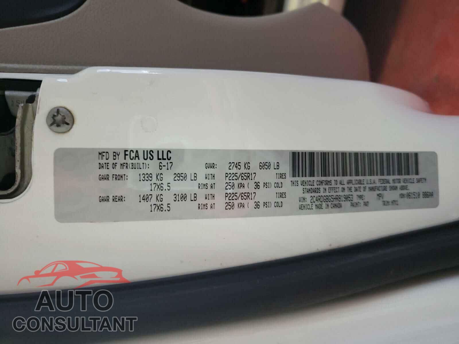 DODGE GRAND CARA 2017 - 2C4RDGBG5HR819053