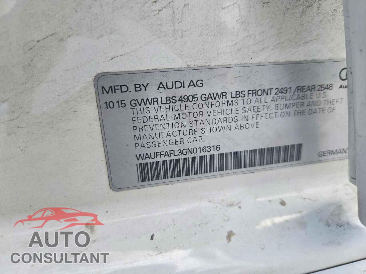 AUDI A4 2016 - WAUFFAFL3GN016316