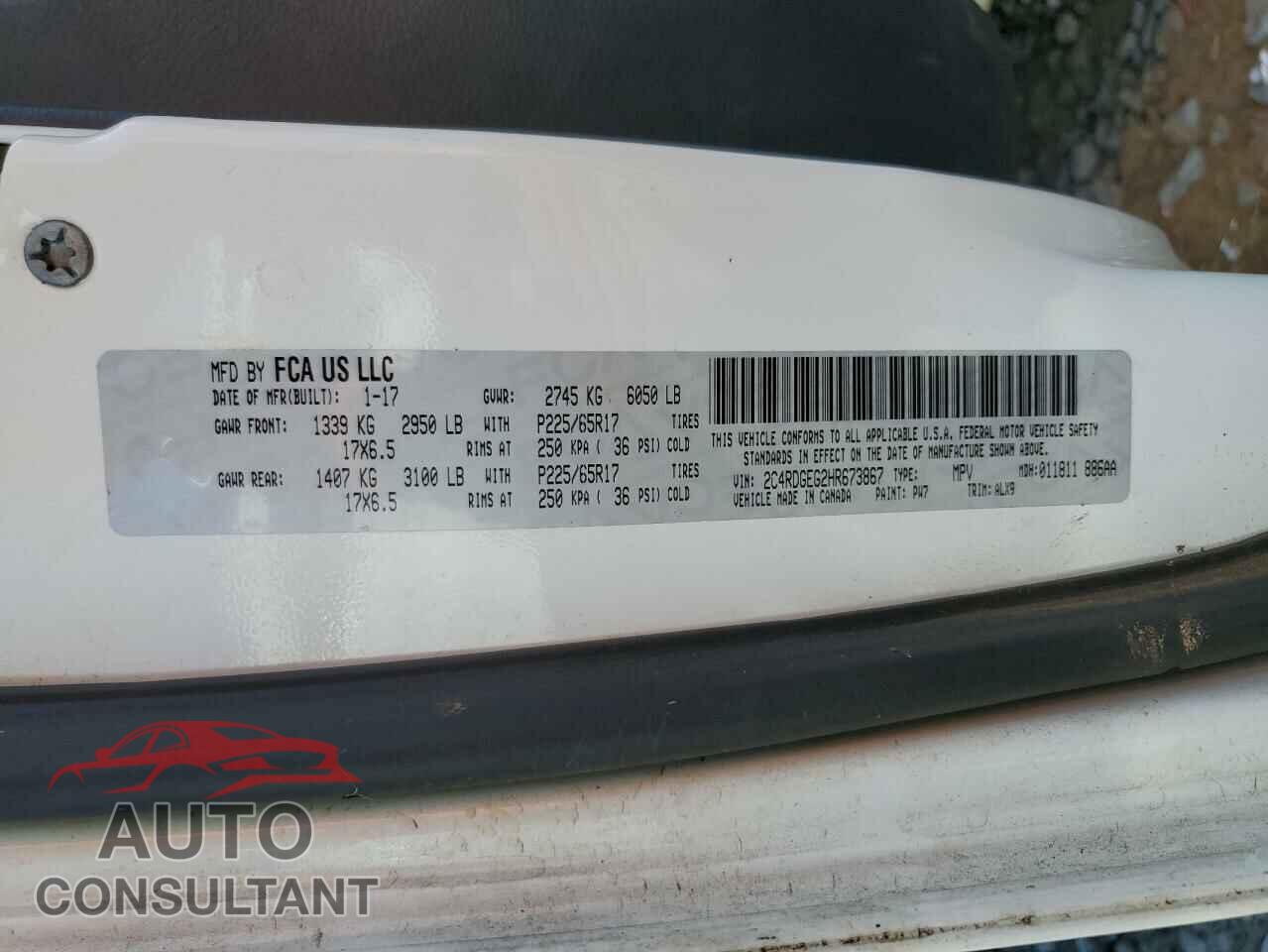 DODGE CARAVAN 2017 - 2C4RDGEG2HR673867