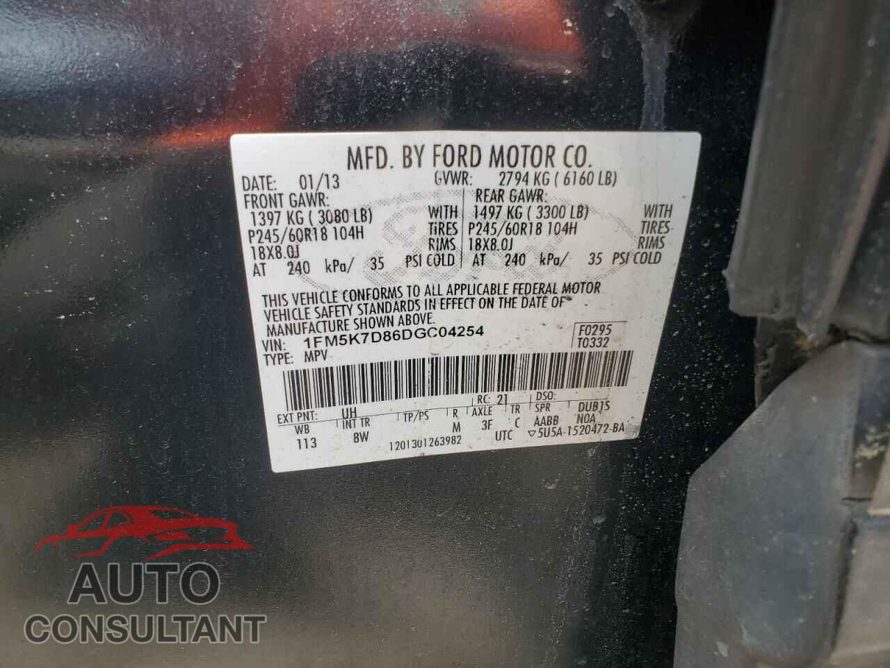 FORD EXPLORER 2013 - 1FM5K7D86DGC04254