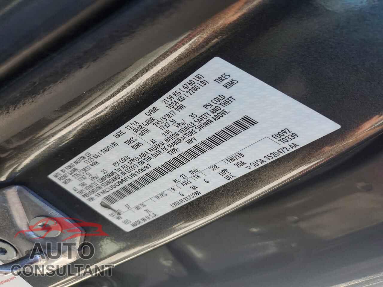 FORD ESCAPE 2015 - 1FMCU0G96FUB10697
