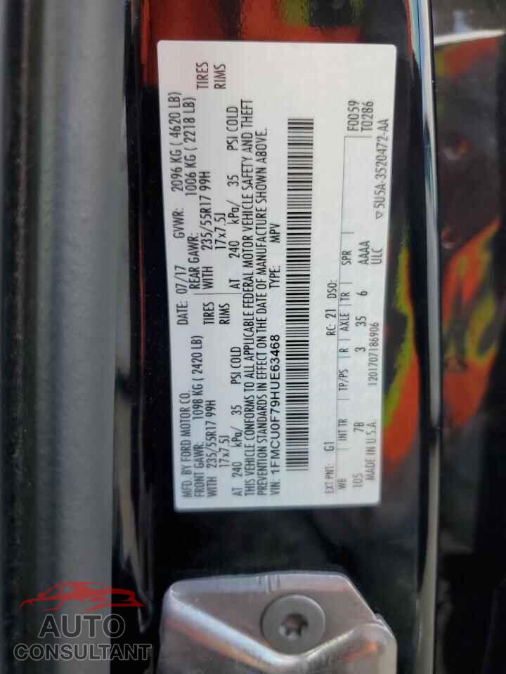 FORD ESCAPE 2017 - 1FMCU0F79HUE63468