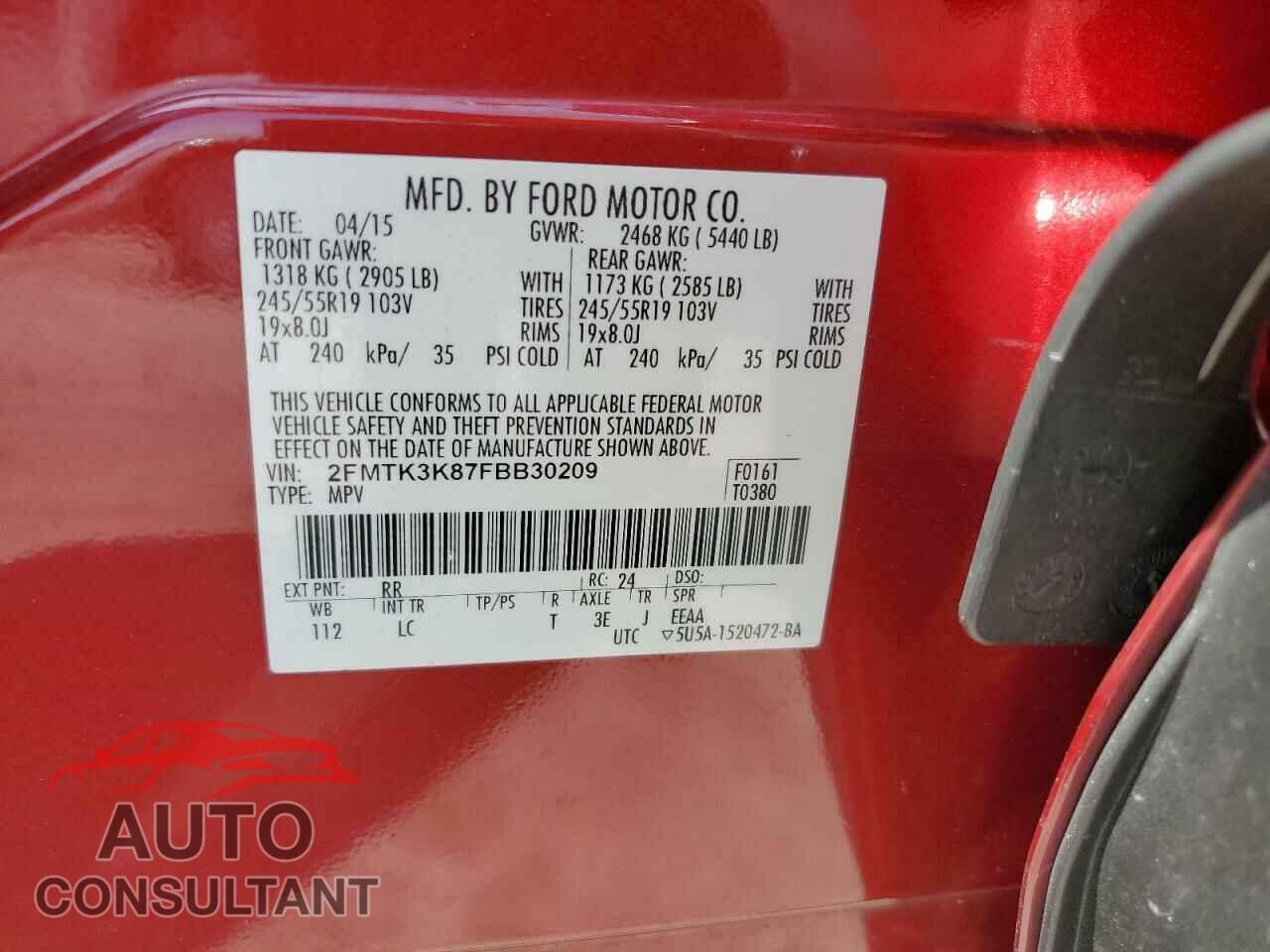 FORD EDGE 2015 - 2FMTK3K87FBB30209