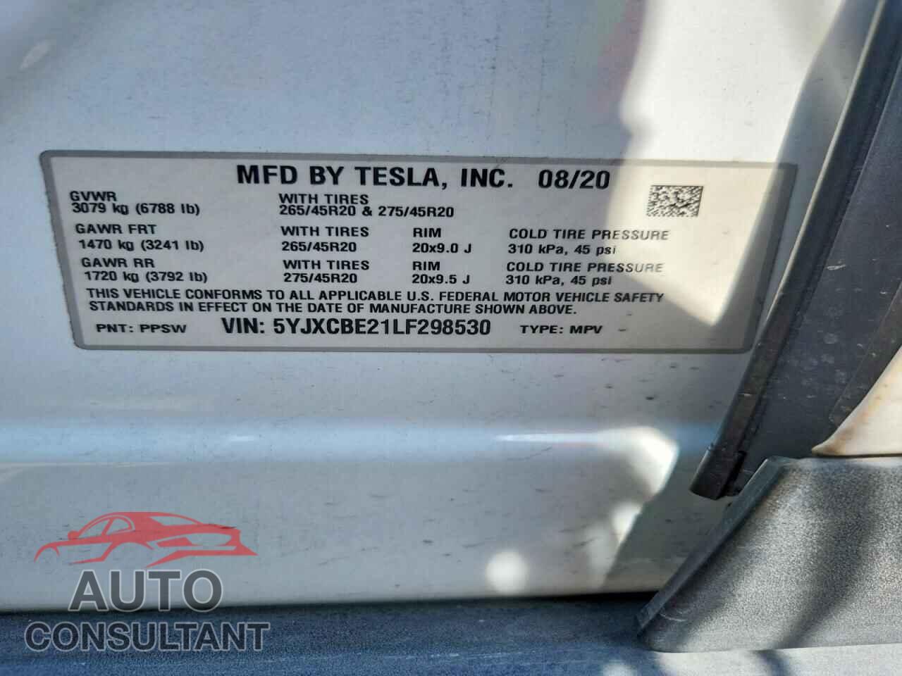TESLA MODEL X 2020 - 5YJXCBE21LF298530
