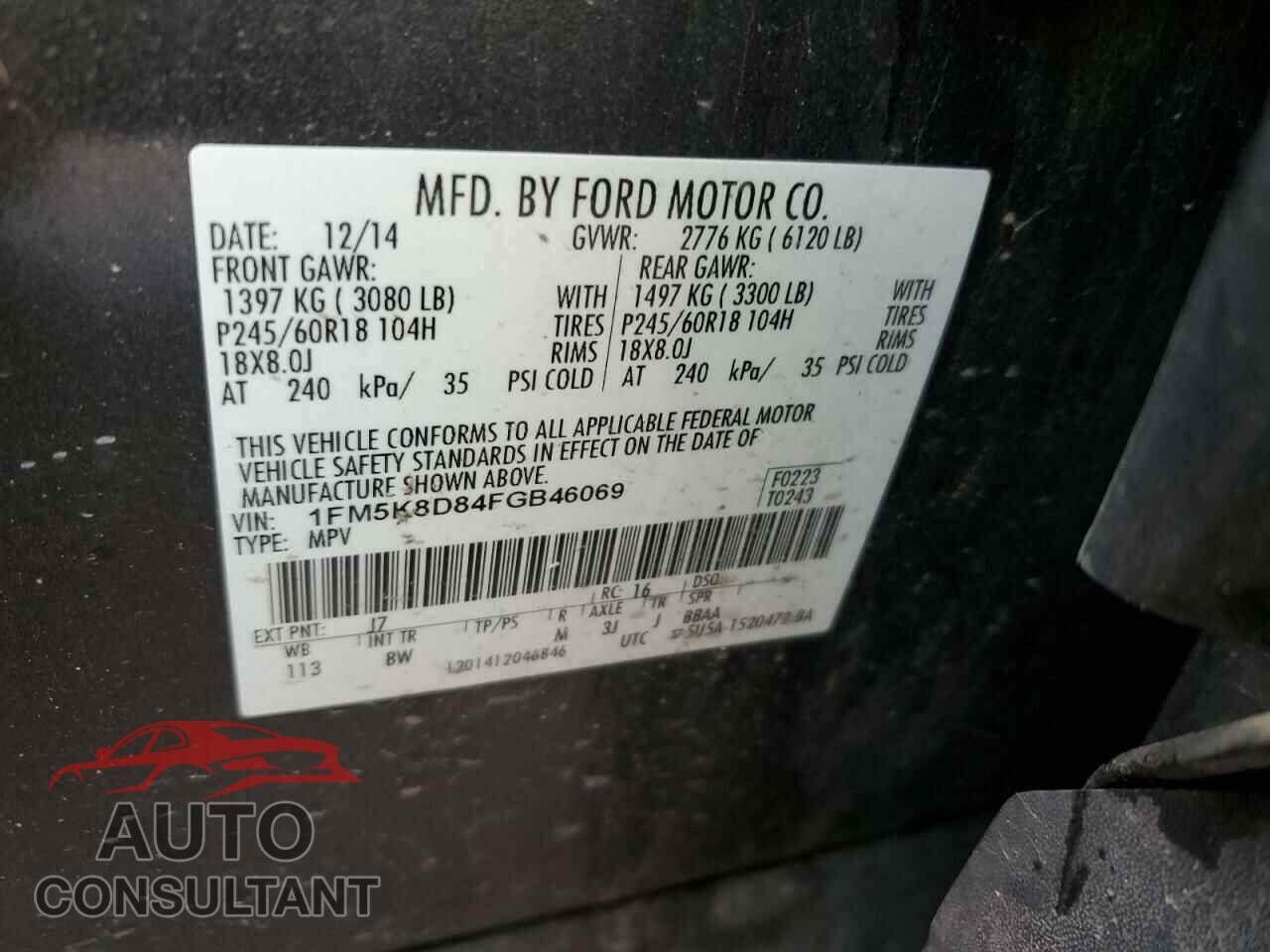 FORD EXPLORER 2015 - 1FM5K8D84FGB46069