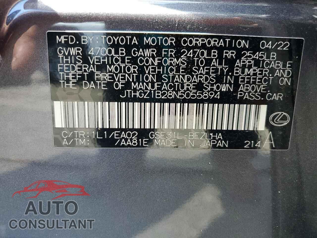 LEXUS IS 2022 - JTHGZ1B28N5055894