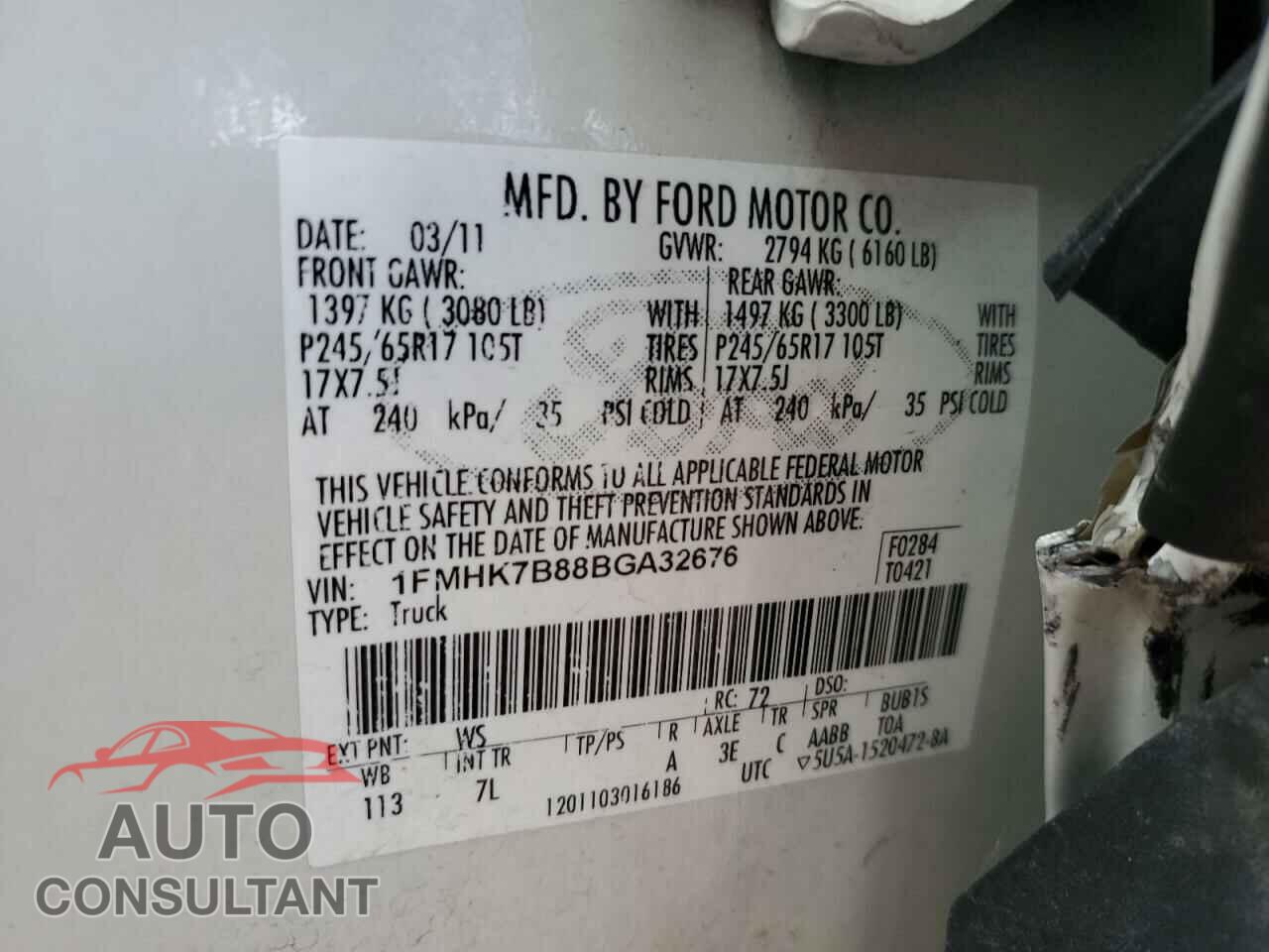 FORD EXPLORER 2011 - 1FMHK7B88BGA32676