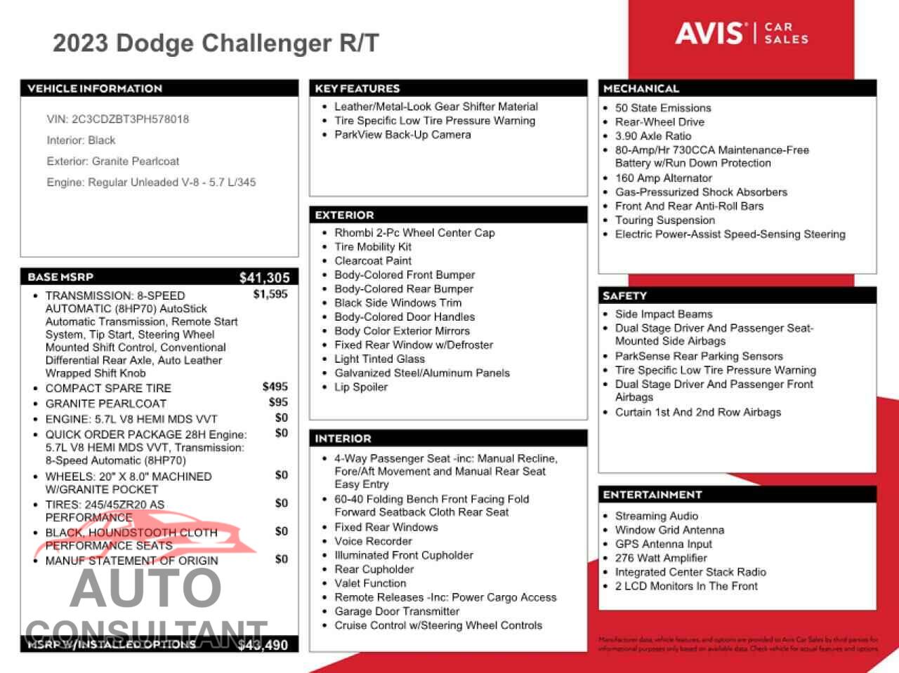 DODGE CHALLENGER 2023 - 2C3CDZBT3PH578018