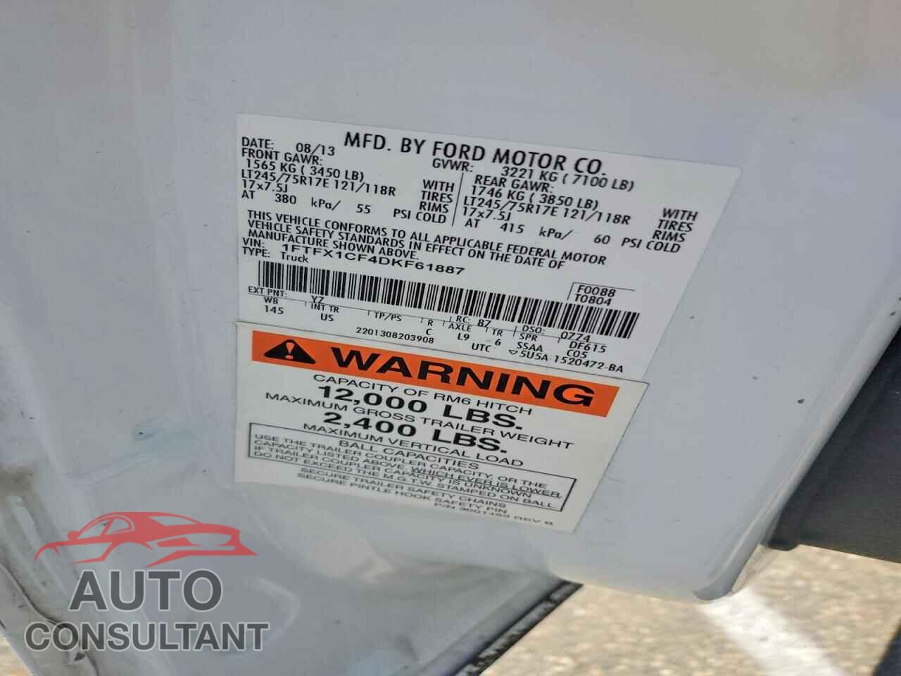 FORD F150 2013 - 1FTFX1CF4DKF61887