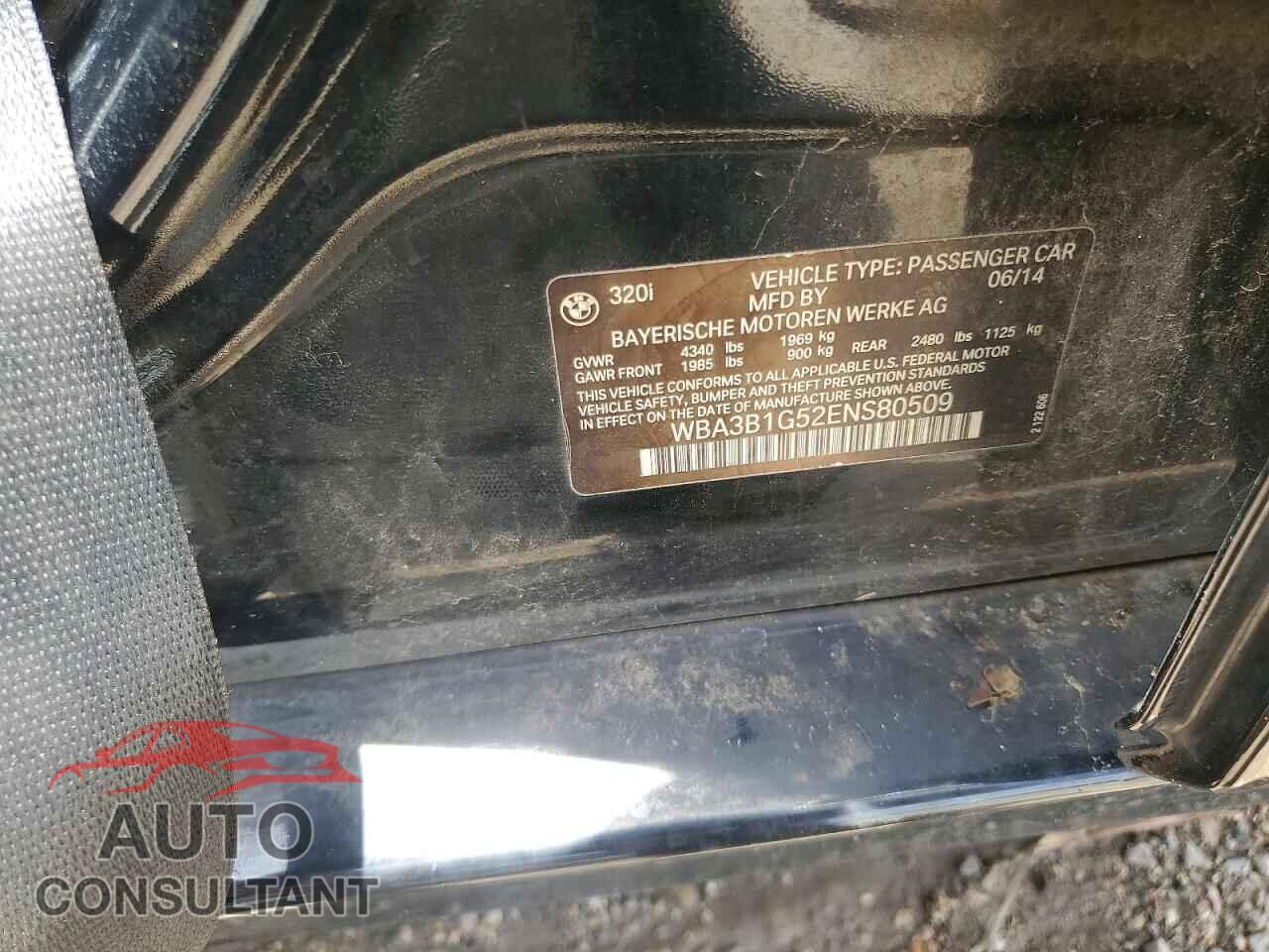 BMW 3 SERIES 2014 - WBA3B1G52ENS80509