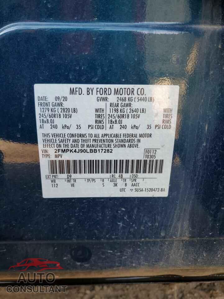 FORD EDGE 2020 - 2FMPK4J90LBB17282