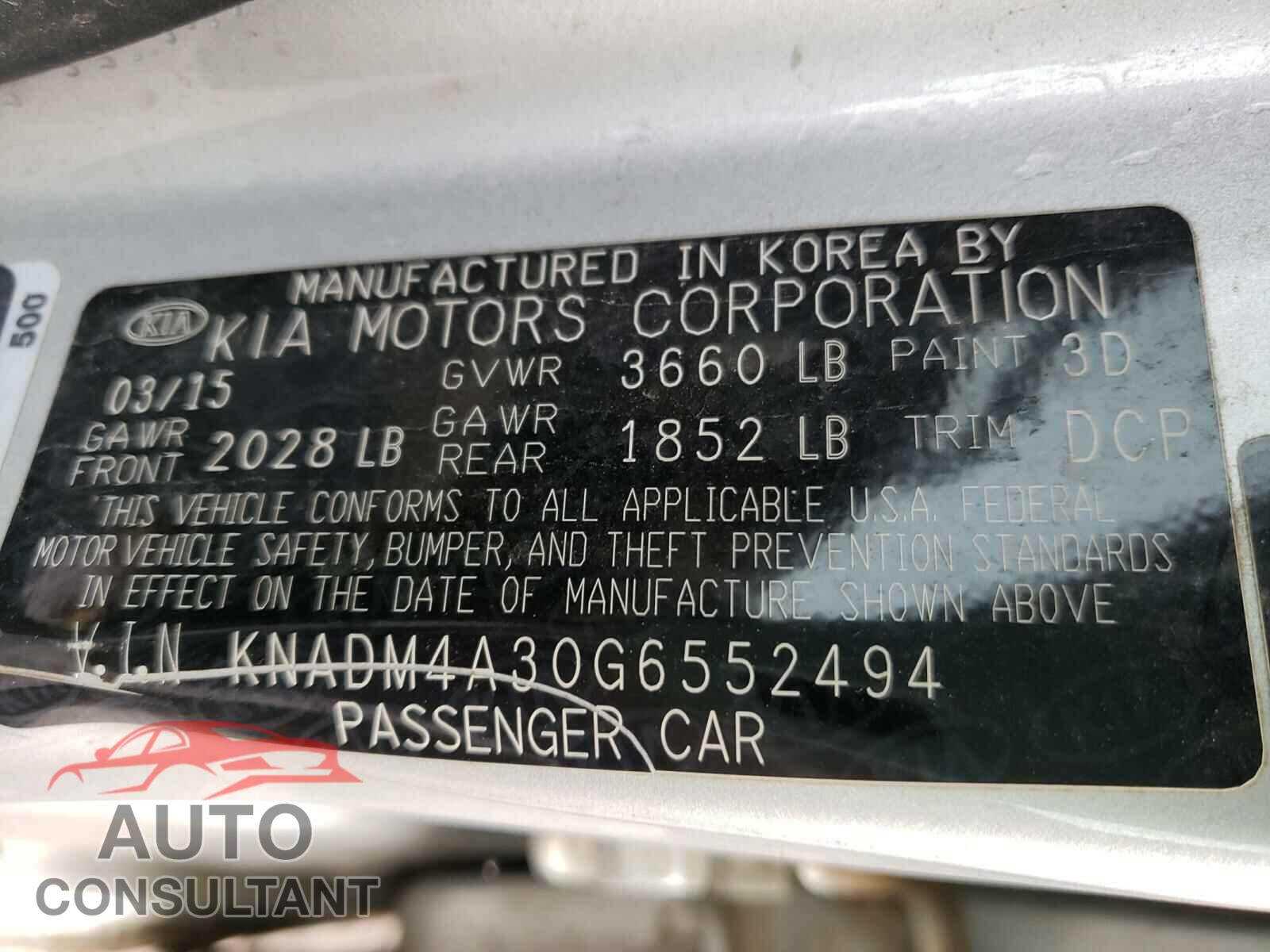 KIA RIO 2016 - KNADM4A30G6552494