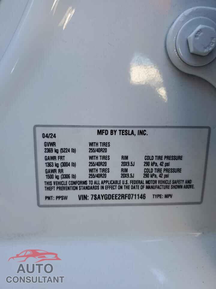 TESLA MODEL Y 2024 - 7SAYGDEE2RF071146