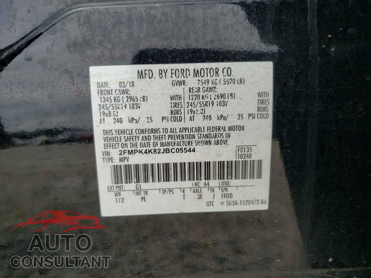 FORD EDGE 2018 - 2FMPK4K82JBC05544