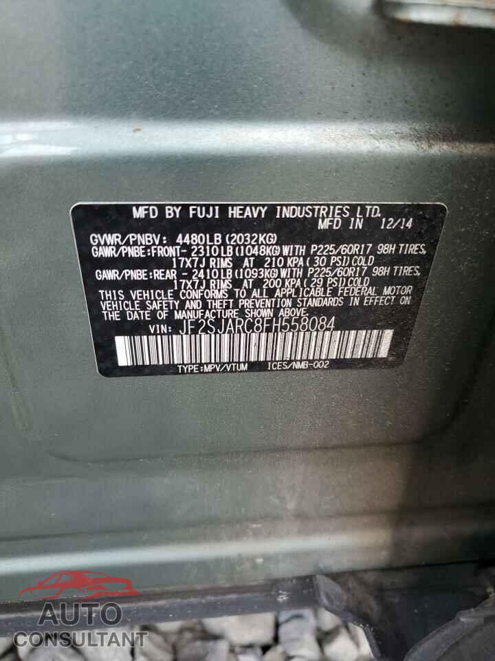 SUBARU FORESTER 2015 - JF2SJARC8FH558084