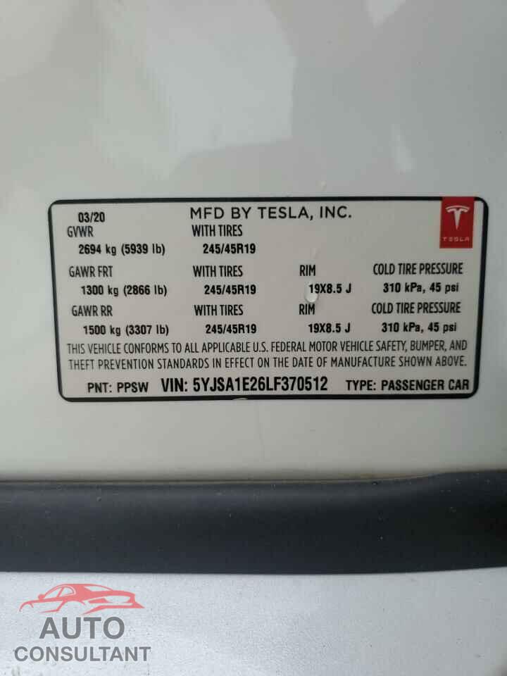 TESLA MODEL S 2020 - 5YJSA1E26LF370512