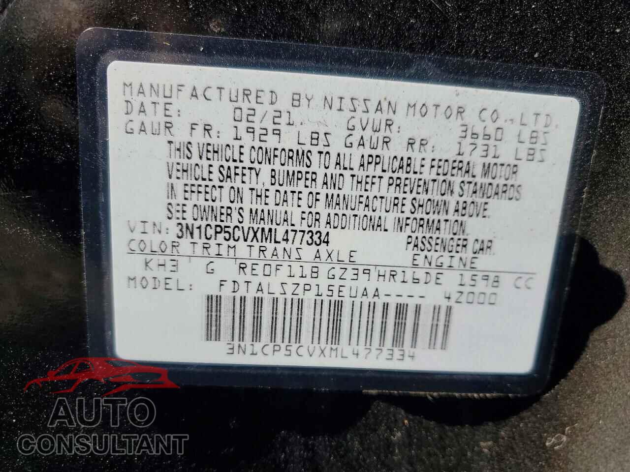 NISSAN KICKS 2021 - 3N1CP5CVXML477334