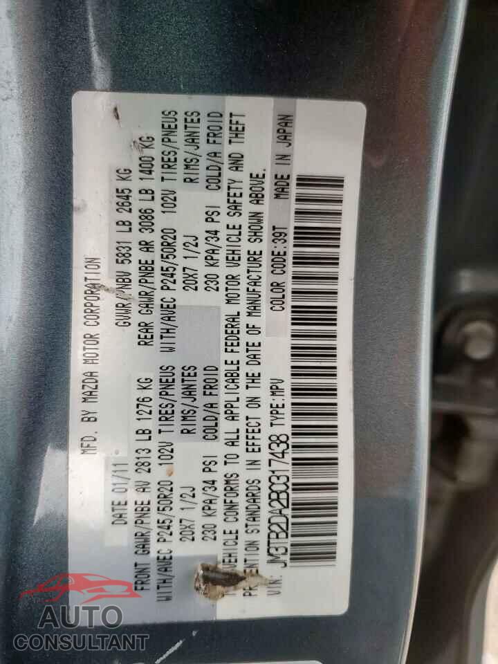 MAZDA CX-9 2011 - JM3TB2DA2B0317438