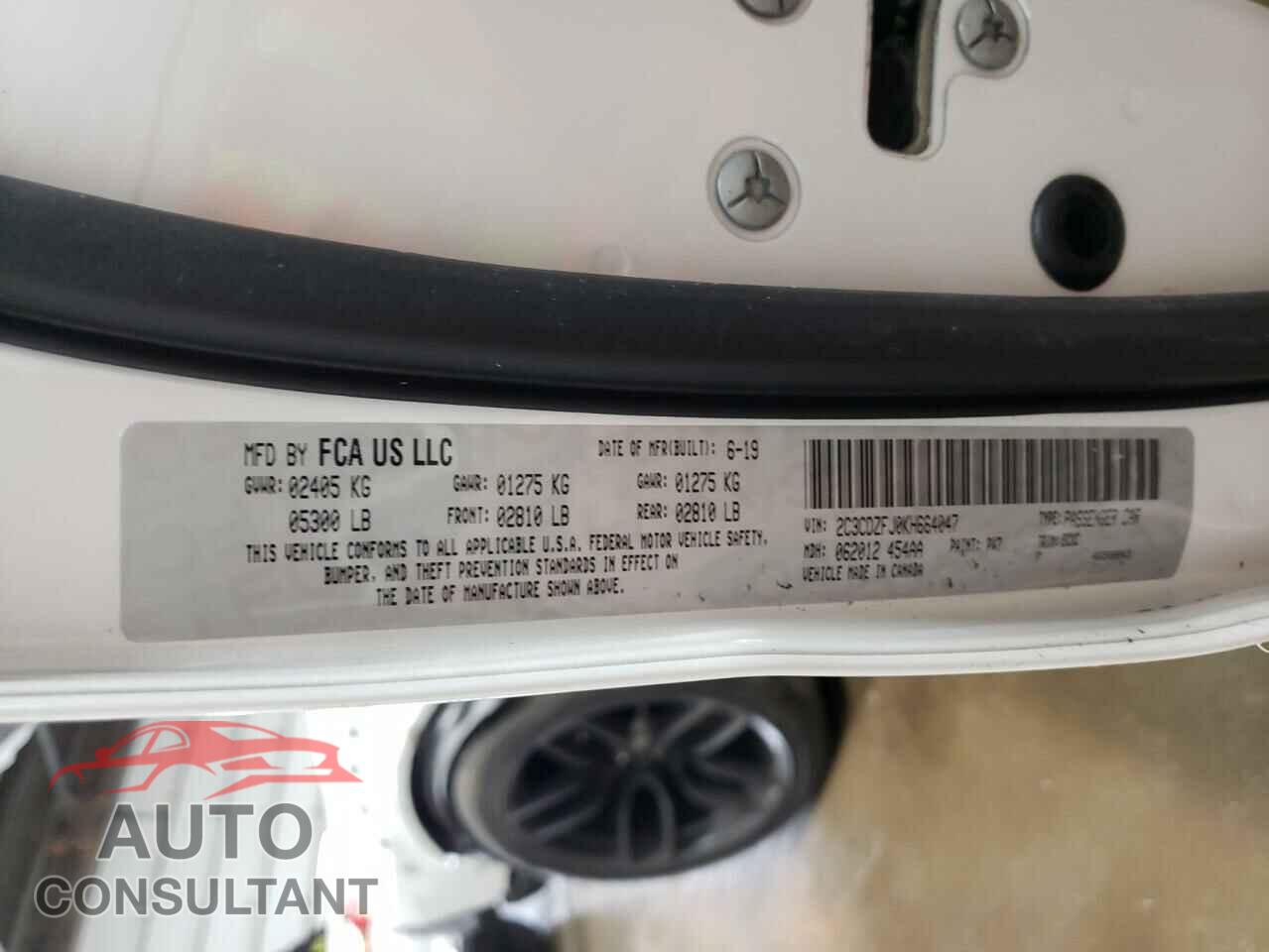 DODGE CHALLENGER 2019 - 2C3CDZFJ0KH664047