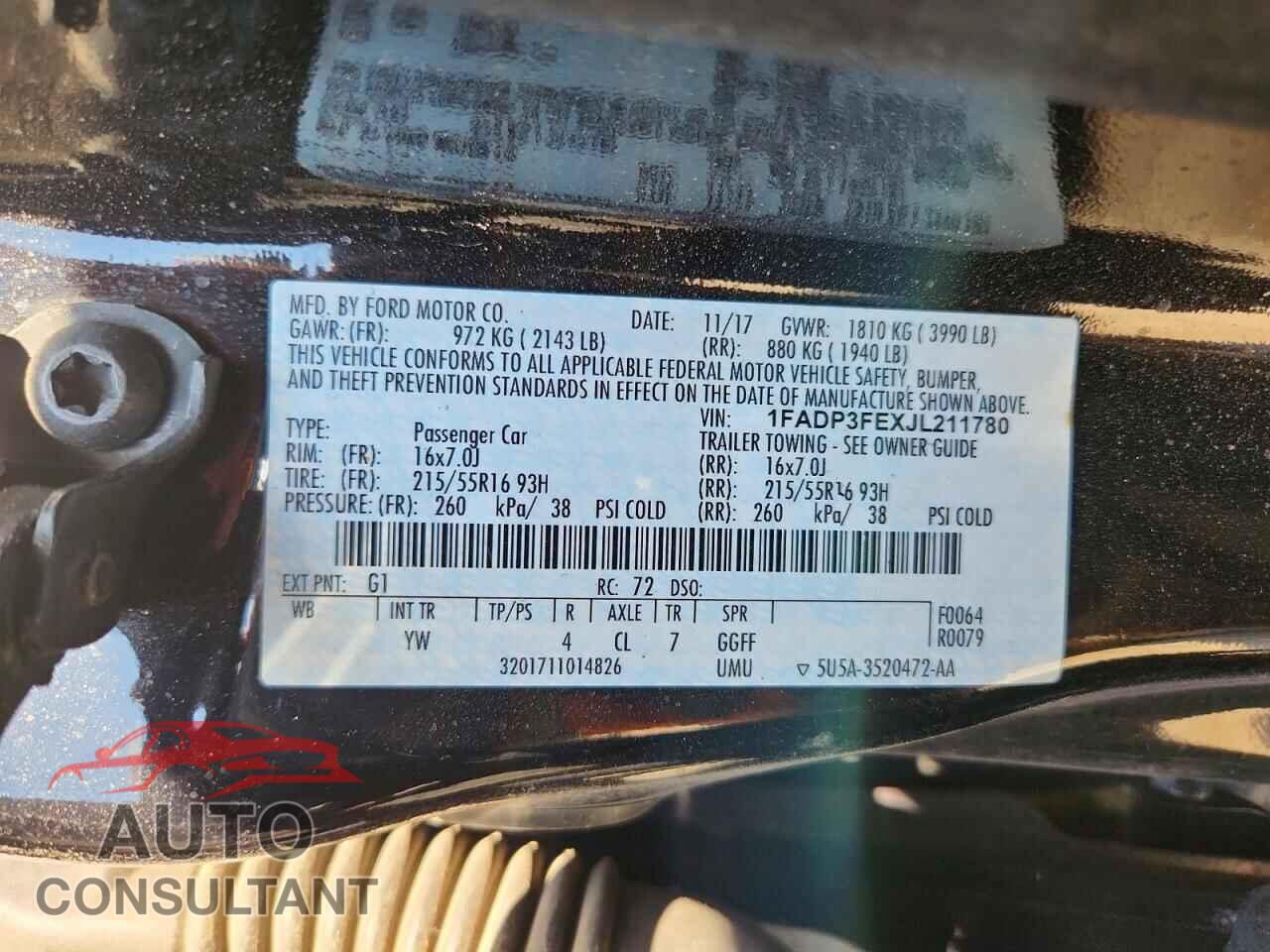 FORD FOCUS 2018 - 1FADP3FEXJL211780