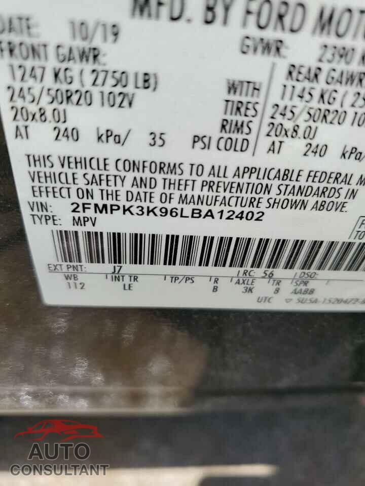 FORD EDGE 2020 - 2FMPK3K96LBA12402