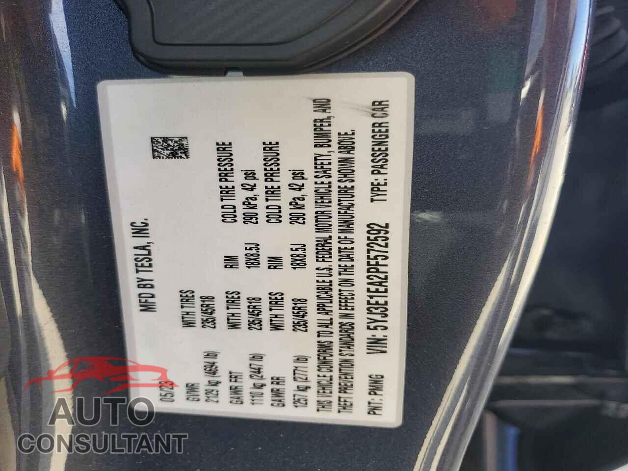 TESLA MODEL 3 2023 - 5YJ3E1EA2PF572592
