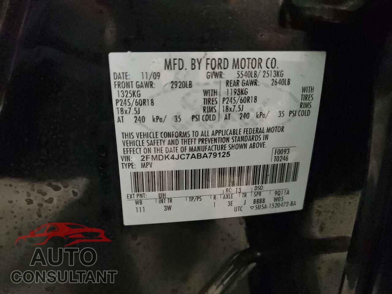 FORD EDGE 2010 - 2FMDK4JC7ABA79125