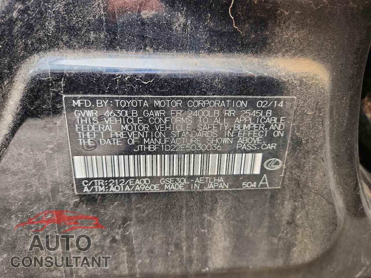 LEXUS IS 2014 - JTHBF1D22E5030036