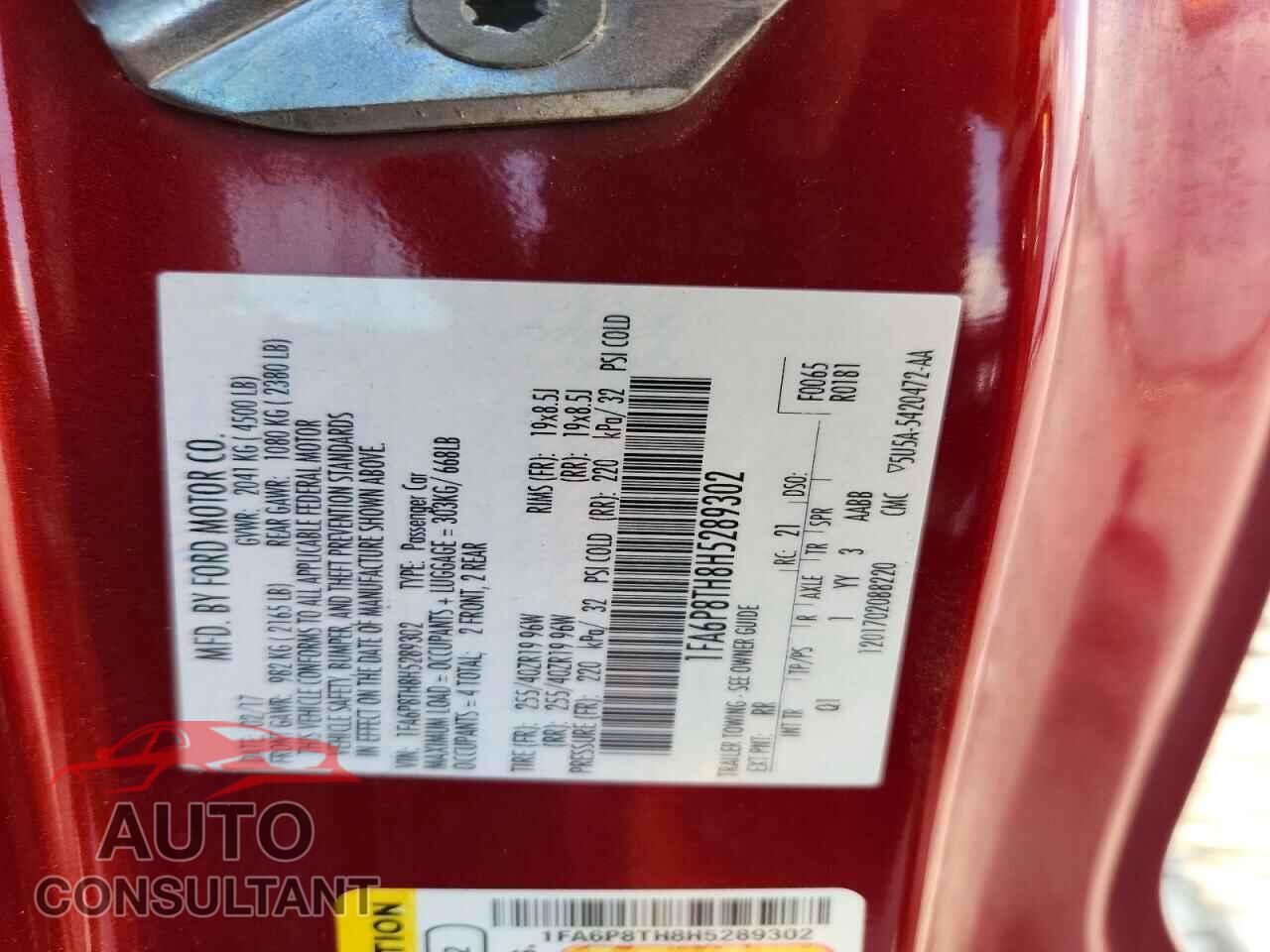 FORD MUSTANG 2017 - 1FA6P8TH8H5289302
