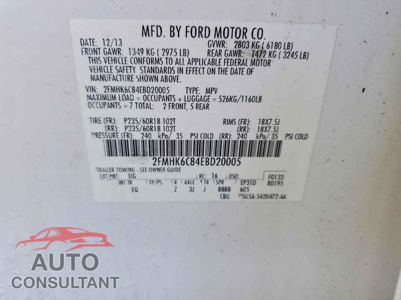 FORD FLEX 2014 - 2FMHK6C84EBD20005