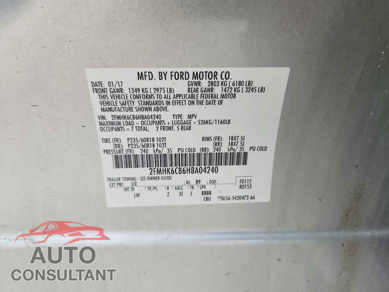 FORD FLEX 2017 - 2FMHK6C86HBA04240