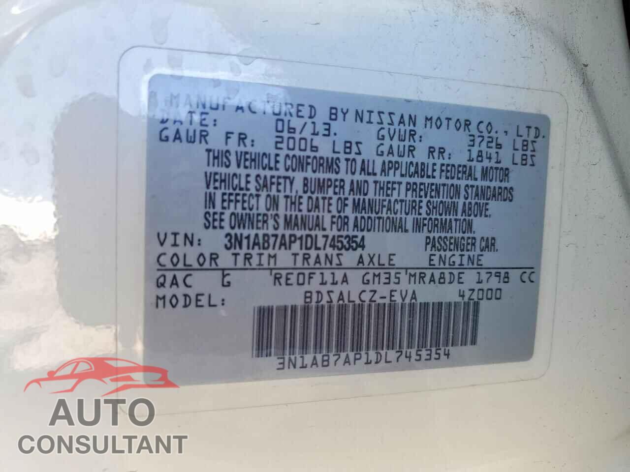 NISSAN SENTRA 2013 - 3N1AB7AP1DL745354