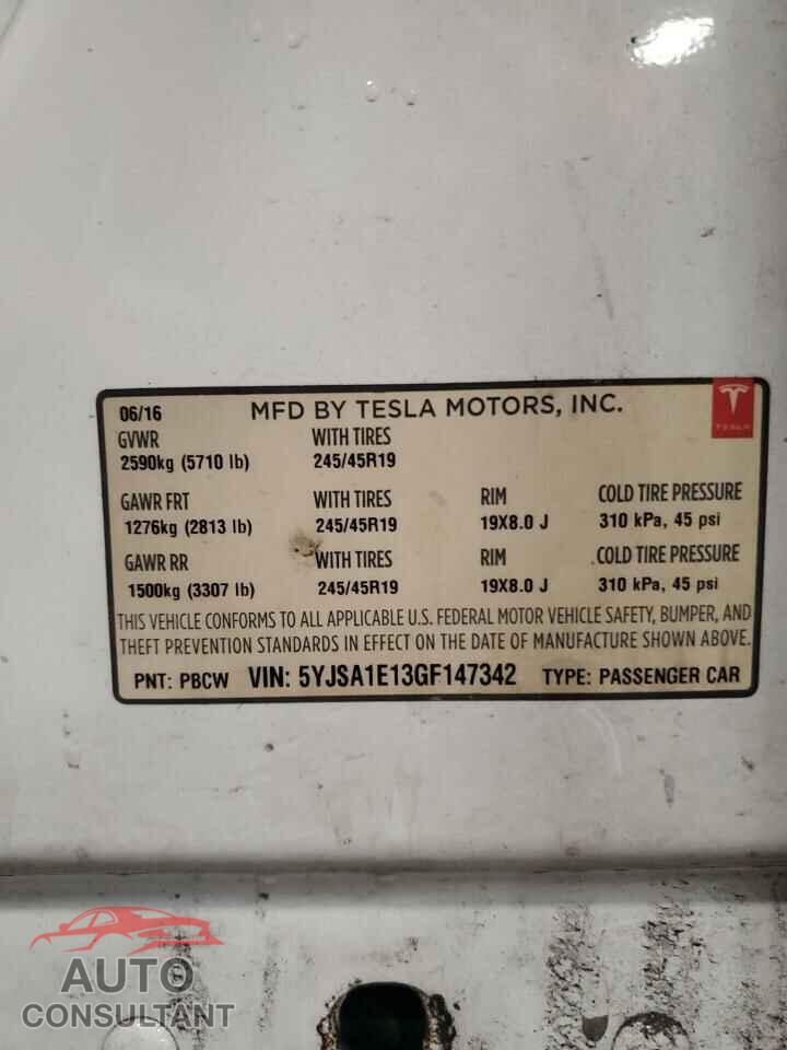 TESLA MODEL S 2016 - 5YJSA1E13GF147342